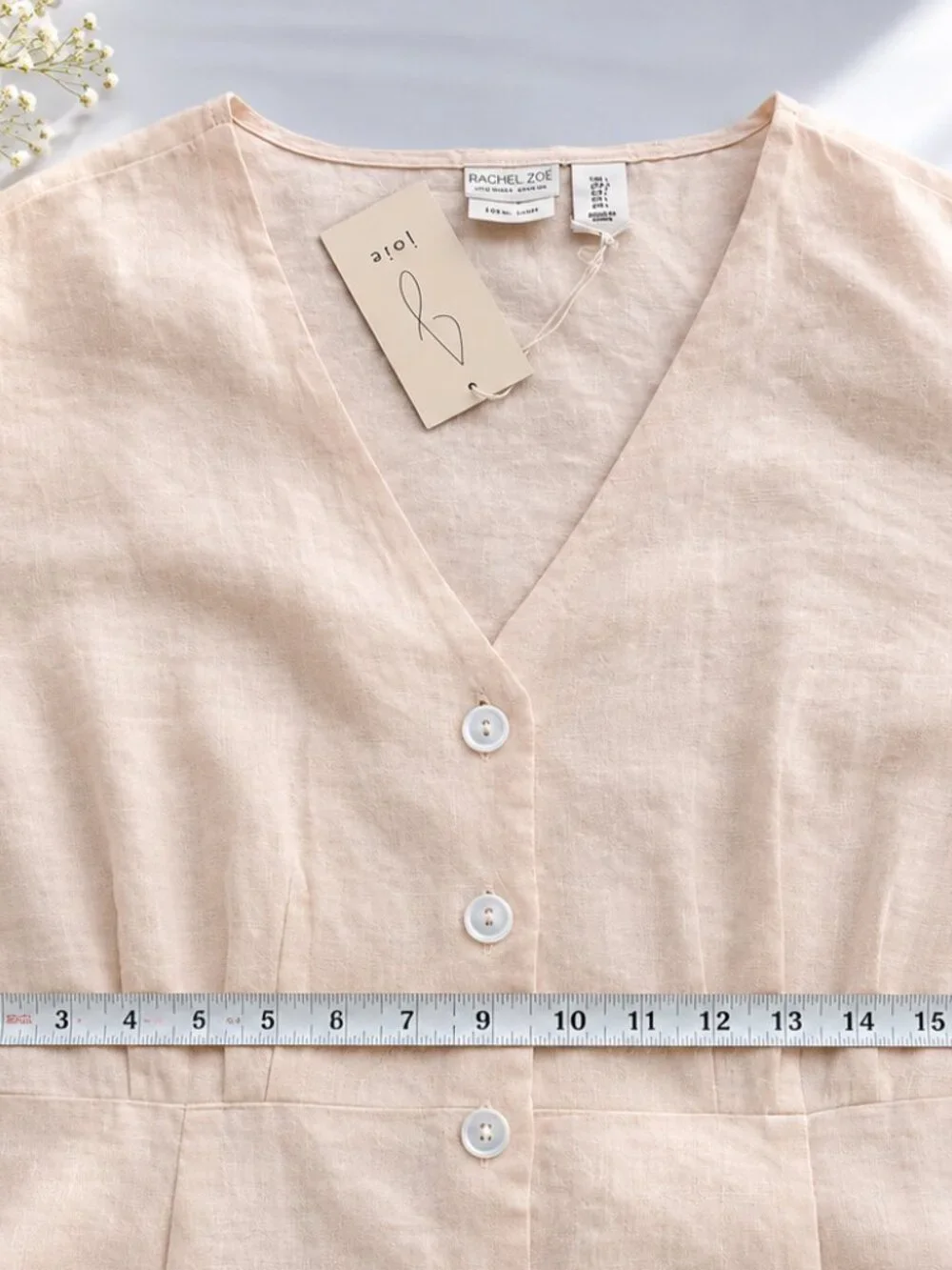 Rachel Zoe 100% Linen Button Front Midi Maxi Dress L Blush Pink Pockets NWT 50” - Picture 12 of 15
